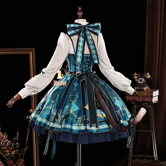 Genshin Impact Lynette Cosplay Costume Wig Uniform Dress Hat Tail Magician Skirt Lyney Fontaine Halloween Party for Women Props