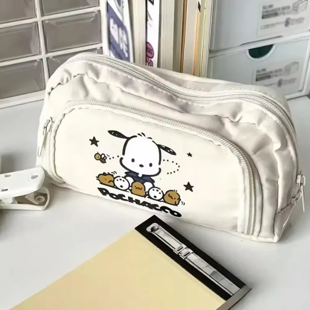 High-end Pochacco Sanrio Anime Kawaii Pen Bag Cute Cartoon Student Pencil Box Stationery Case Large Capacity Cosmetics Storage