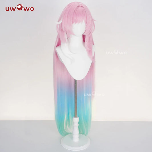 UWOWO Cyrene Wig Game Honkai Star Rail Cyrene Cosplay Wig Long Hair Pink and Blue and Green gradient Hair Halloween Wig