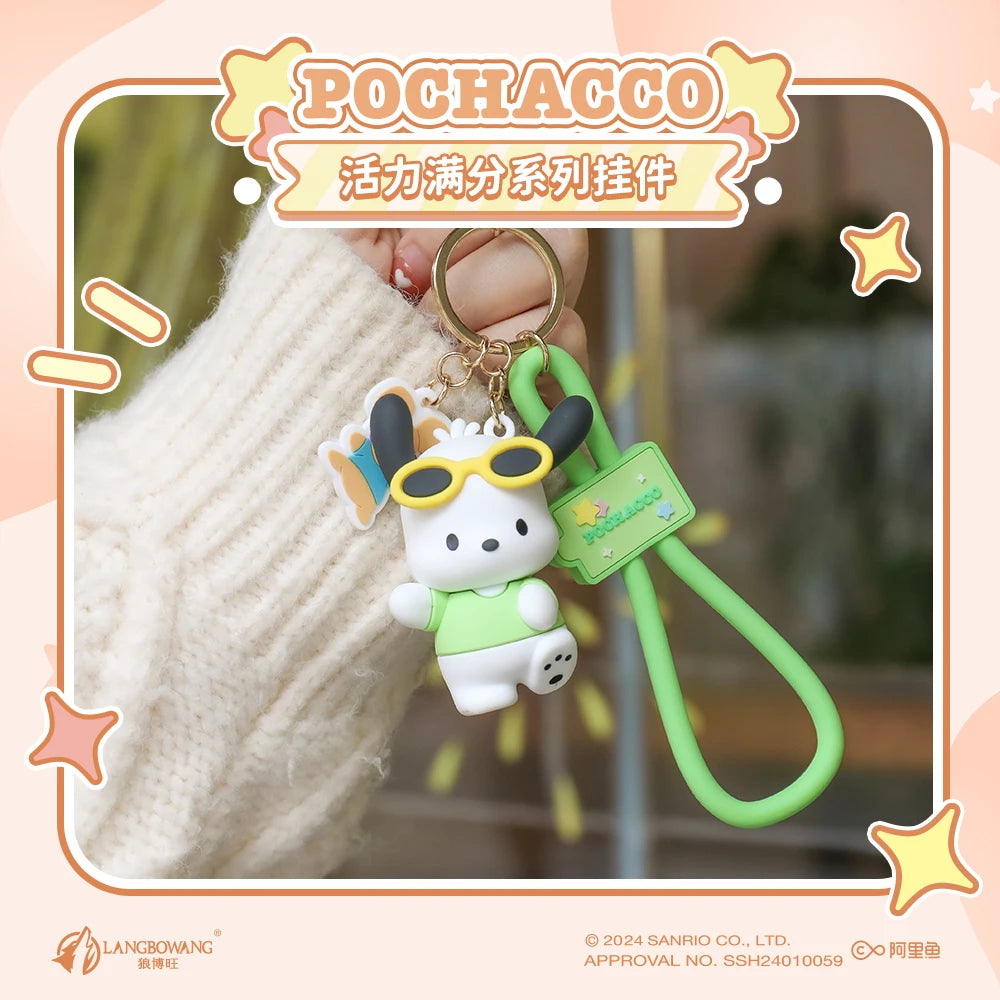 Hot Sanrio Pochacco Toy Mini Anime Action Figure Keyring Pendant Decoration Collection Keychain Model Doll Birthday Gift For Kid