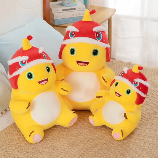 New Anime Cartoon Lion Dance Little Milk Dragon Doll Cute Dinosaur Stuffed Plush Toy Cute Doll Giving Girls Sleeping Pillow Gift