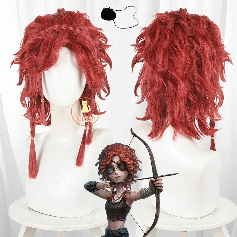 Identity V Archer Cosplay Costume Wig Brynhildr Vilulf Uniform Glasses Eye Patch Halloween Party for Women Girls Carnival Props
