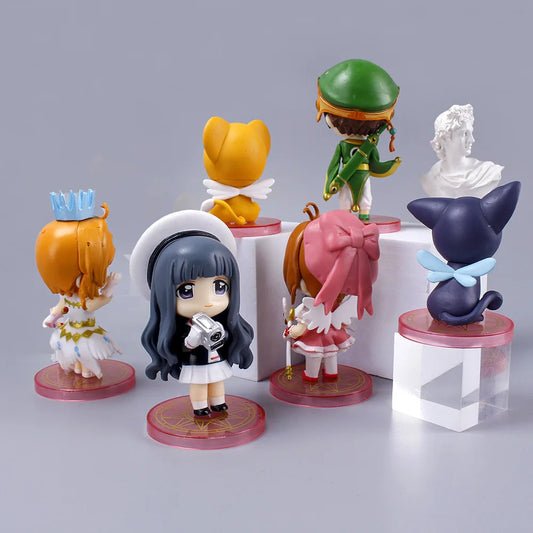 6Pcs Anime Card Captor Figure KINOMOTO SAKURA LI SYAORAN Daidouji Tomoyo CERBERUS Set Model Toy Cake Gift Action Figure PVC