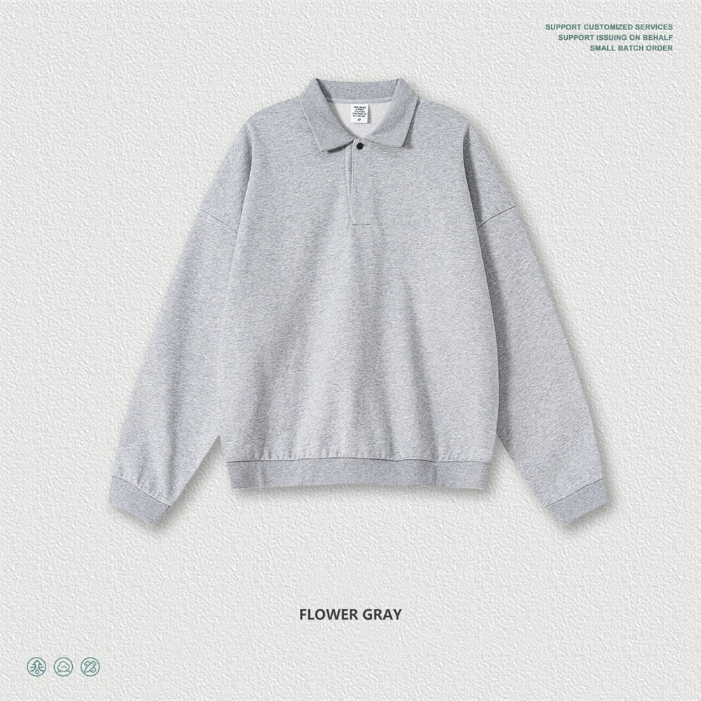 ZODF Casual 2025 Autumn 445gsm Sweatshirt For Man Unisex Turn Down Collar Solid Fleece Pullovers Winter Coats HY1111