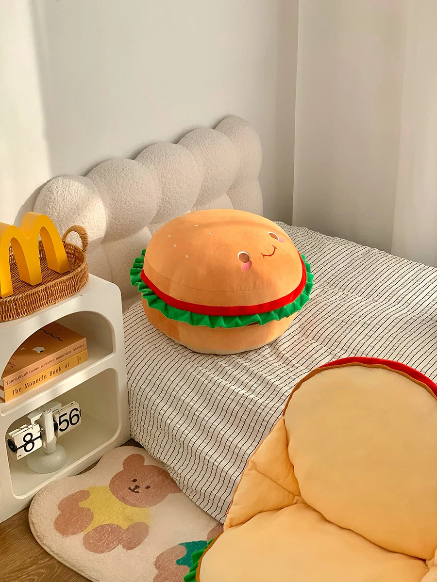 Comfortable Hamburger Seat Cushion Chair Sofa Back Cushion Thickened Sitting Cushion Floor Throw Pillow Room Decor Non-slip