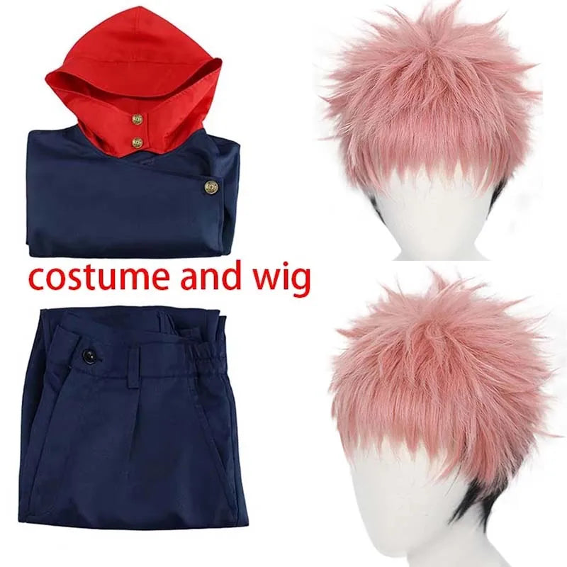 HOMCHEE Trends Itadori Yuji Cosplay Set Adult Cotton Polyester - costume and wig / XXL