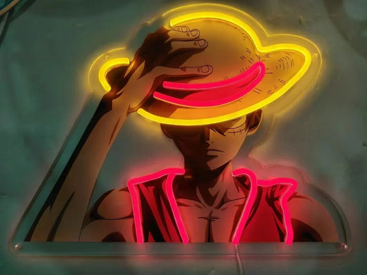 Custom Acrylic Neon LED Light Animes One Piece Luffy Artwork for Home Festival Decor Party Bar Hotel Salon Business Shop,Etc.