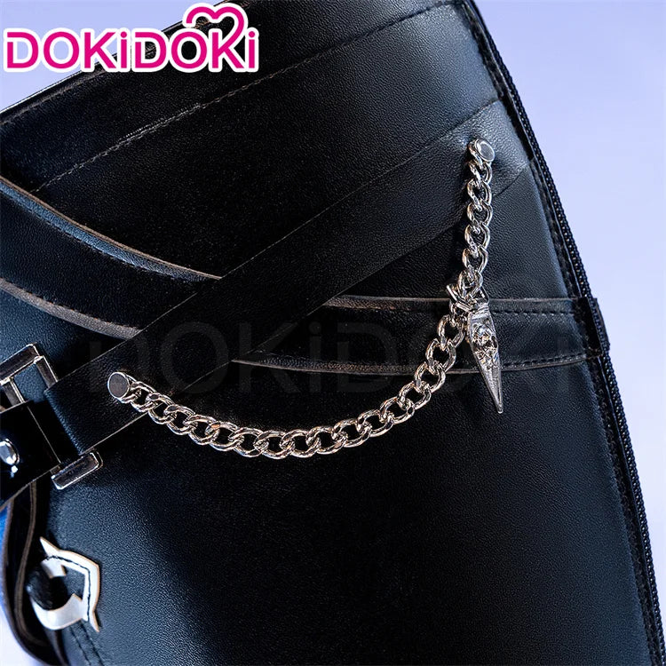 IN STOCK Flins Cosplay Shoes Game Genshin Impact DokiDoki Men Long Black Boots Kyryll Chudomirovich Flins Halloween Cosplay