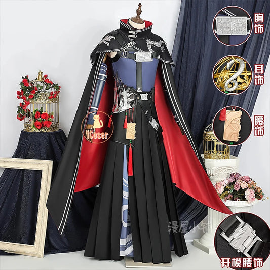 Arknights Zuo Le Cosplay Costume Wig Uniform Cloak Earrings Pythia Zuo Xuanliao Halloween Party Women Men Carnival Props iCoser