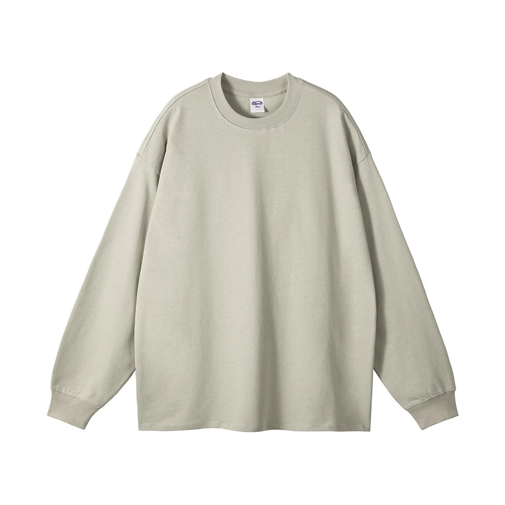 ZODF 2025 Autumn Men’s Heavyweight 305gsm 100% Cotton Long Sleeve Loose Fit Solid T-Shirt HY0634 - Wheat Color / XL