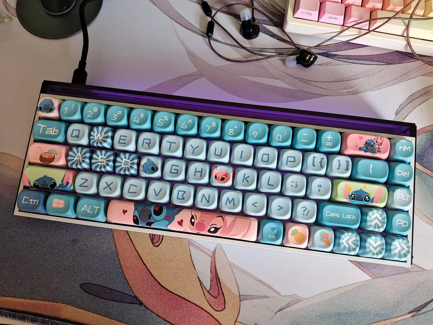 Disney New Style Shinagawa Stizai Star Kabi Interstellar Kawaii Blue Baby Theme Keycaps Moa High Five Sided Thermal Sublimation