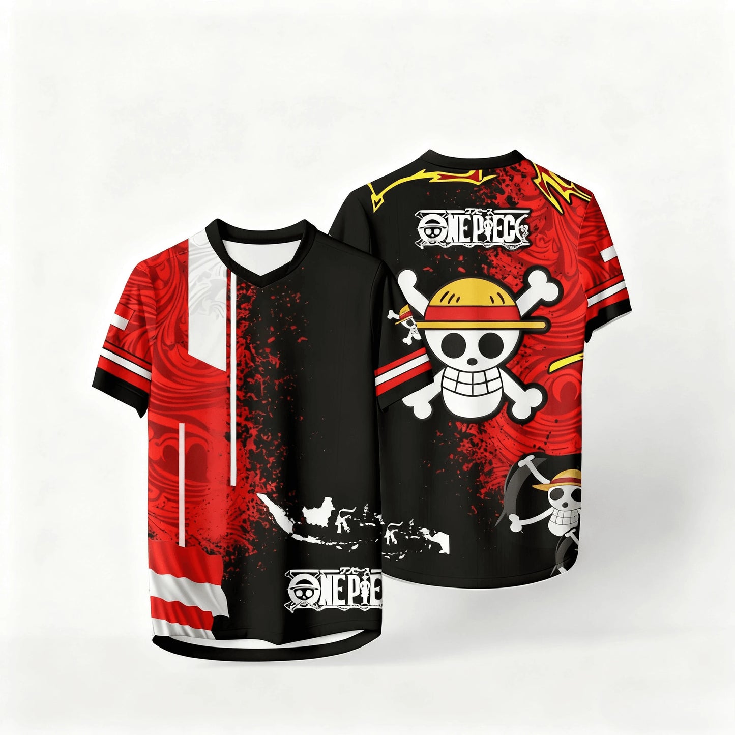 Summer Casual Jersey One Piece Anime Korean Style Kpop Baseball Hockey T-shirt Fashion Streetwear Anime Daily Unisex Tops Tees