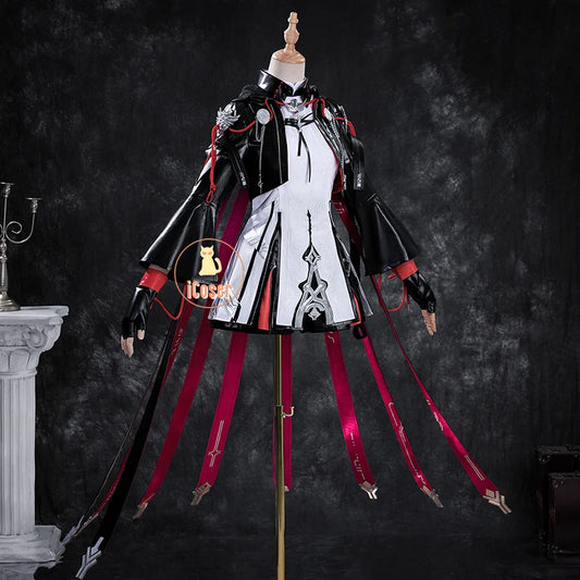 iCoser Arknights Exusiai The New Covenant Cosplay Costume Wig Uniform Luminous Headwear Halloween Party for Women Girls Carnival