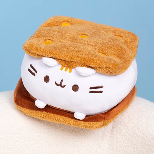 Cute Cat Sandwich Biscuit Plush Pillow Kawaii Cat Shaped Ice Cream Cake Plushie Soft Toy Small Decorative Pillow For Girl Friend