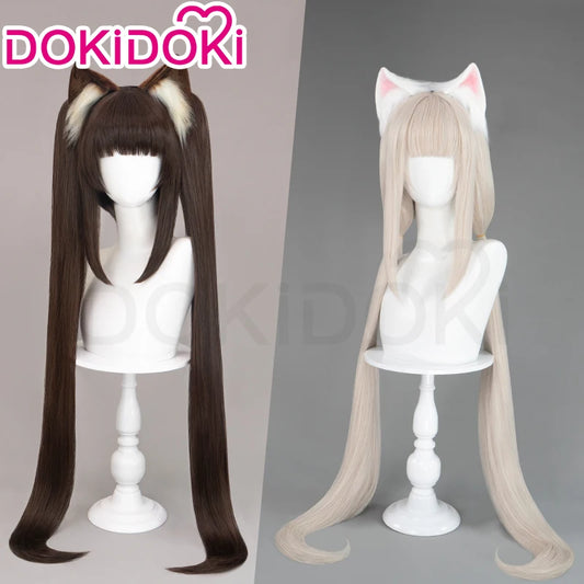 IN STOCK Chocola /Vanilla Wig Nekopara Cosplay DokiDoki Halloween Wig Long brown Hair Chocola Cosplay Ears Vanilla Free Wig Cap