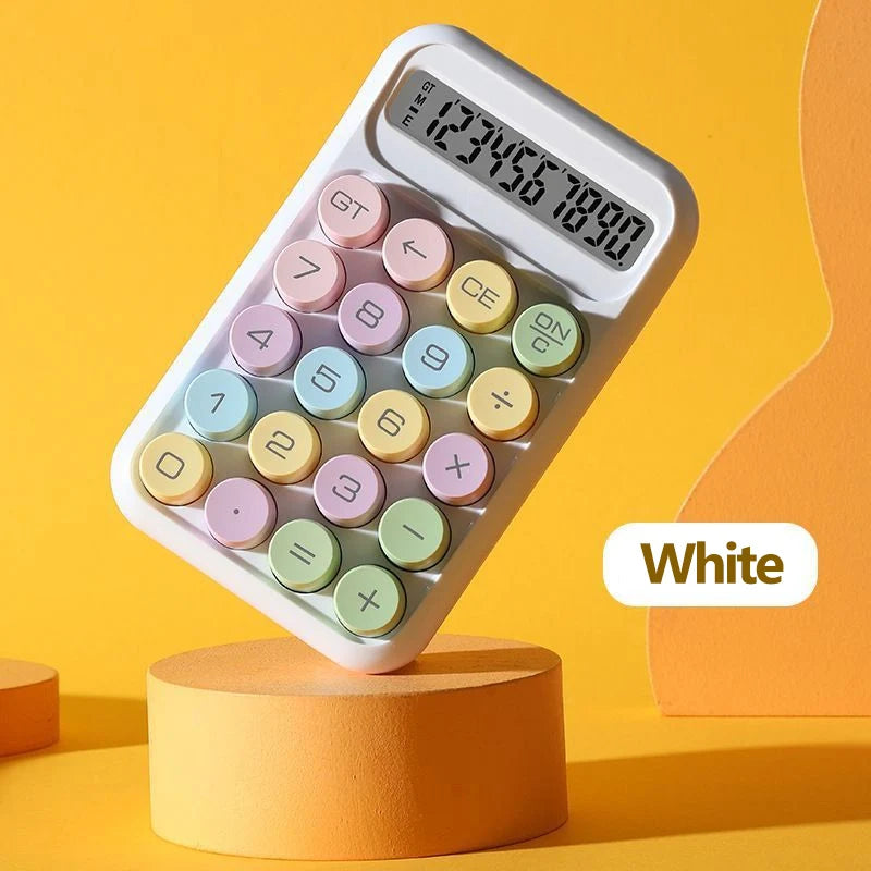 Keyboard Calculator Office 10-digit Mechanical Buttons Calculator Cute Candy Color School Supplies Students/Finance Stationery