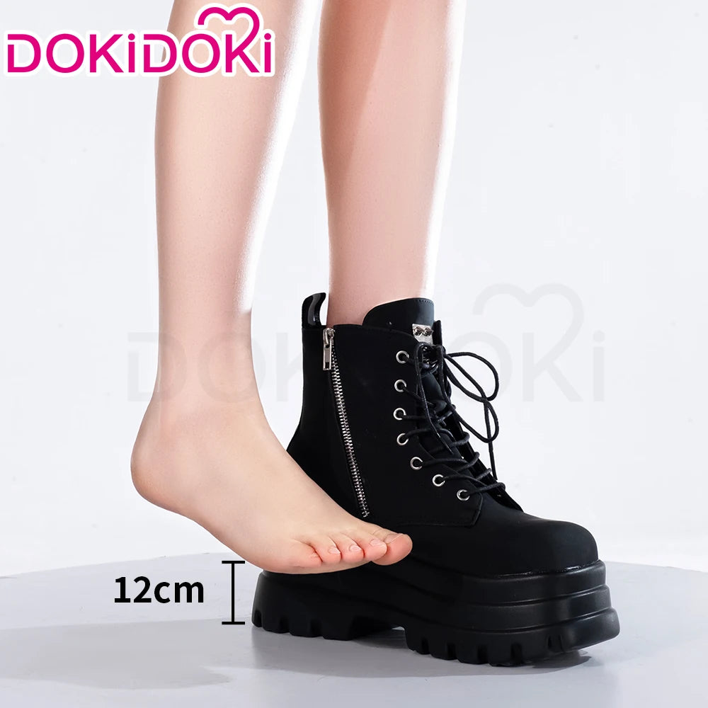IN STOCK Women Cosplay Props 18cm Heightening Shoes DokiDoki Women Daily 12cm 11cm 18cm 22cm Black White Boots Shoes Halloween