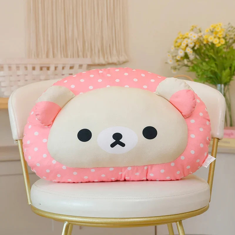 Kawaii Rilakkuma Throw Pillow Soft Back Cushion Sofa Bed Home Decor Cuddly Plushies Cartoon Sleeping Pillow Bedside Cushion