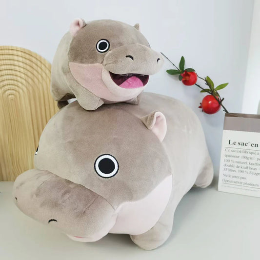 Cute Cartoon Hippo Plushies Stuffed Toy Animal Moo Deng Plush Hug Pillow Plump Hippo Soft Doll Home Decor Girl Boy Present