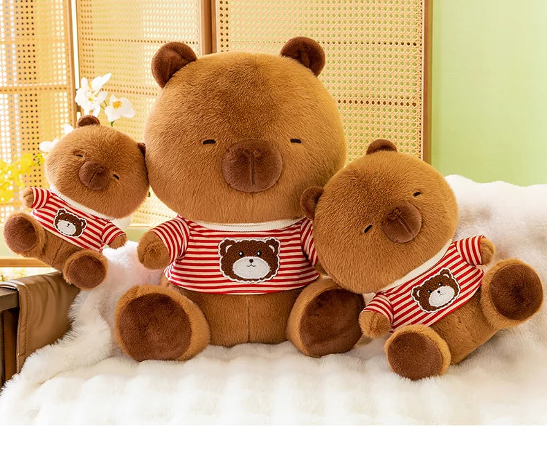 New black striped hoodie dolphin plush toy dress up Capibala sofa decoration room children's birthday Christmas surprise gift