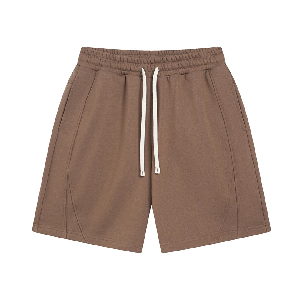 ZODF Trendy 2025 Men Summer Patchwork 345gsm Shorts Unisex Casual High Street Loose Fit Sport Solid Shorts Streetwears HY1053