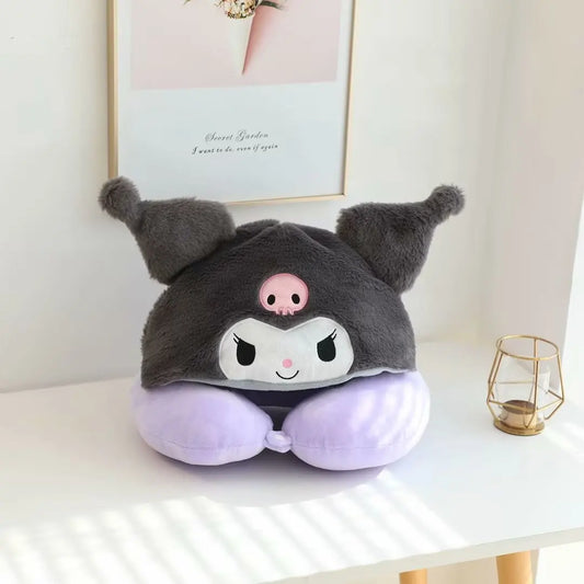 Japanese Anime Kuromi My Melody Hooded U Pillow Soft Pom Pom Purin Pochacco Plush Pillow Animal Cushion Gifts For Girl