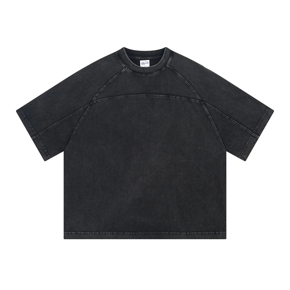 ZODF Retro 2025 Men Summer Batik Washed Cotton T-Shirts Unisex High Street Raglan Sleeve Patchwork T Shirt Brand Tees HY1062