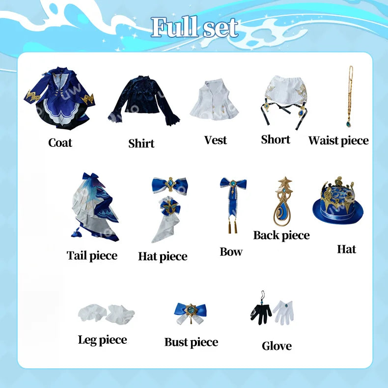 UWOWO Collab Series:Furina Cosplay GAME Genshin Impact Furina Focalors Hydro Archon Fontaine Rococo Furina Cospaly Outfit