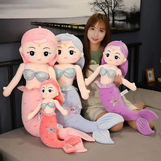 Hot 45-120cm Cartoon Kawaii Gaint Mermaid Plush Doll Pillow Colorful Beautiful Ocean Mermaid Plush Toy for Girls Christmas Gift