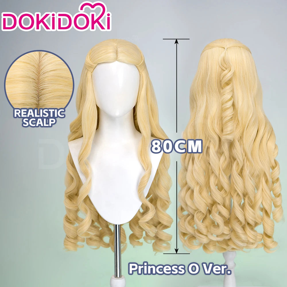 Women Princess Wig Anime DokiDoki Women Long 80cm Golden Curls Hair Christmas Princess Cosplay High Heat Resistant Free Cap Wig