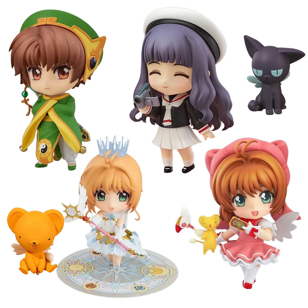 6Pcs Anime Card Captor Figure KINOMOTO SAKURA LI SYAORAN Daidouji Tomoyo CERBERUS Set Model Toy Cake Gift Action Figure PVC