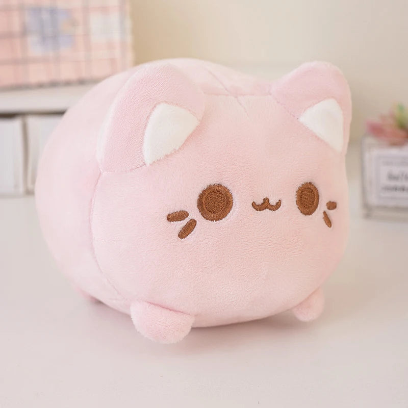 20cm Colorful Plush Peach Cat Plushie Soft Cartoon Kawaii Stuffed Toy Gift for Girls and Boys - short plush black