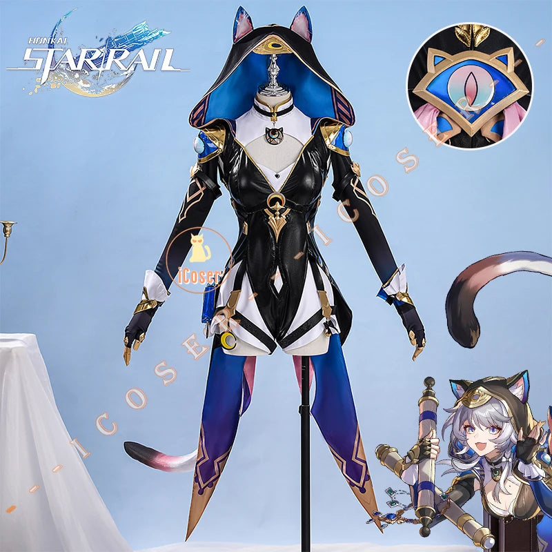 Honkai Star Rail Cipher Cosplay Costume Wig Uniform Jumpsuit Cifera Leggings Tail Props Halloween Party for Women Girls Carnival