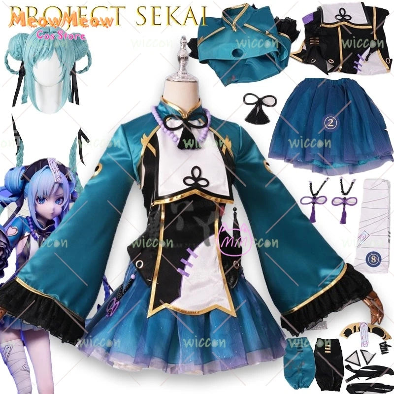 Project Sekai Zombie Cosplay Costume Adult Woman Polyester - suit wig / M