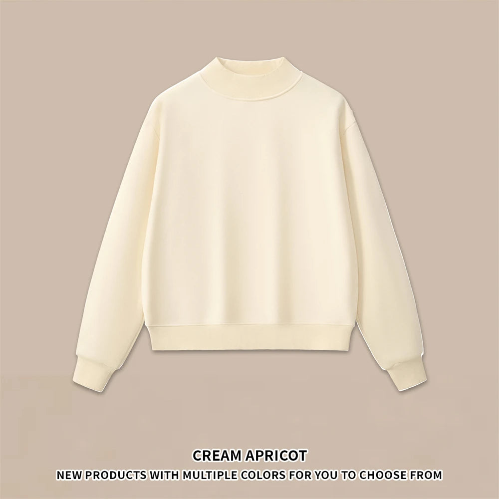 ZODF 2025 Winter Women 350gsm Warm Fleece Sweatshirts Girls Female Hip Hop Half Turtleneck Pullovers Brand Clothing HY056