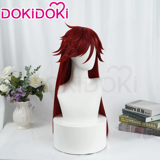 IN STOCK Grell Sutcliff Wig Anime DokiDoki Halloween Grell Sutcliff Cosplay 100cm Red Long Hair Free Cap