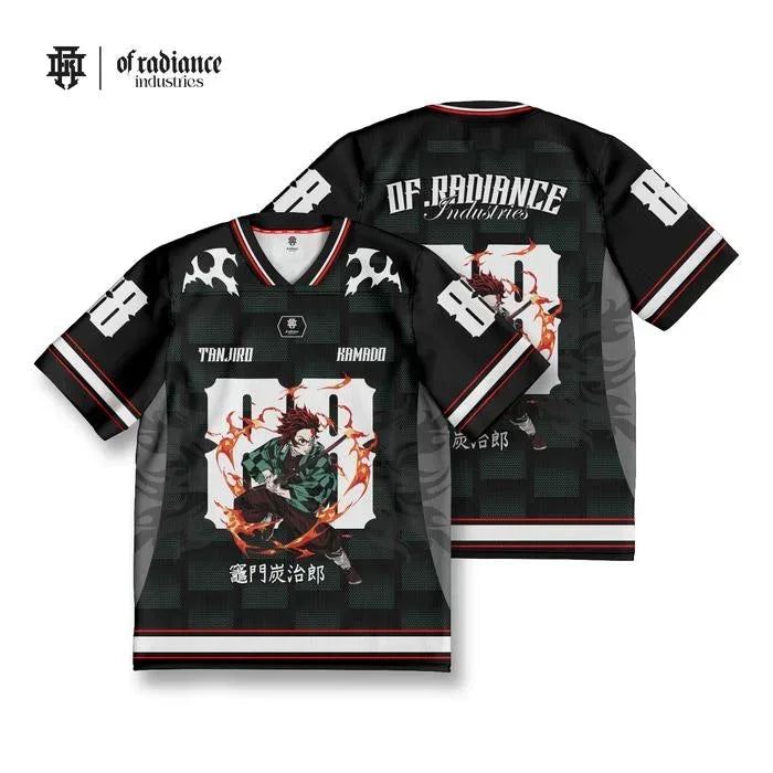 New Football Jerseys Japanese Anime Bandai Demon Slayer Tanjiro Nezuko T-shirt Sporty Street Loose for Men Children Christmas