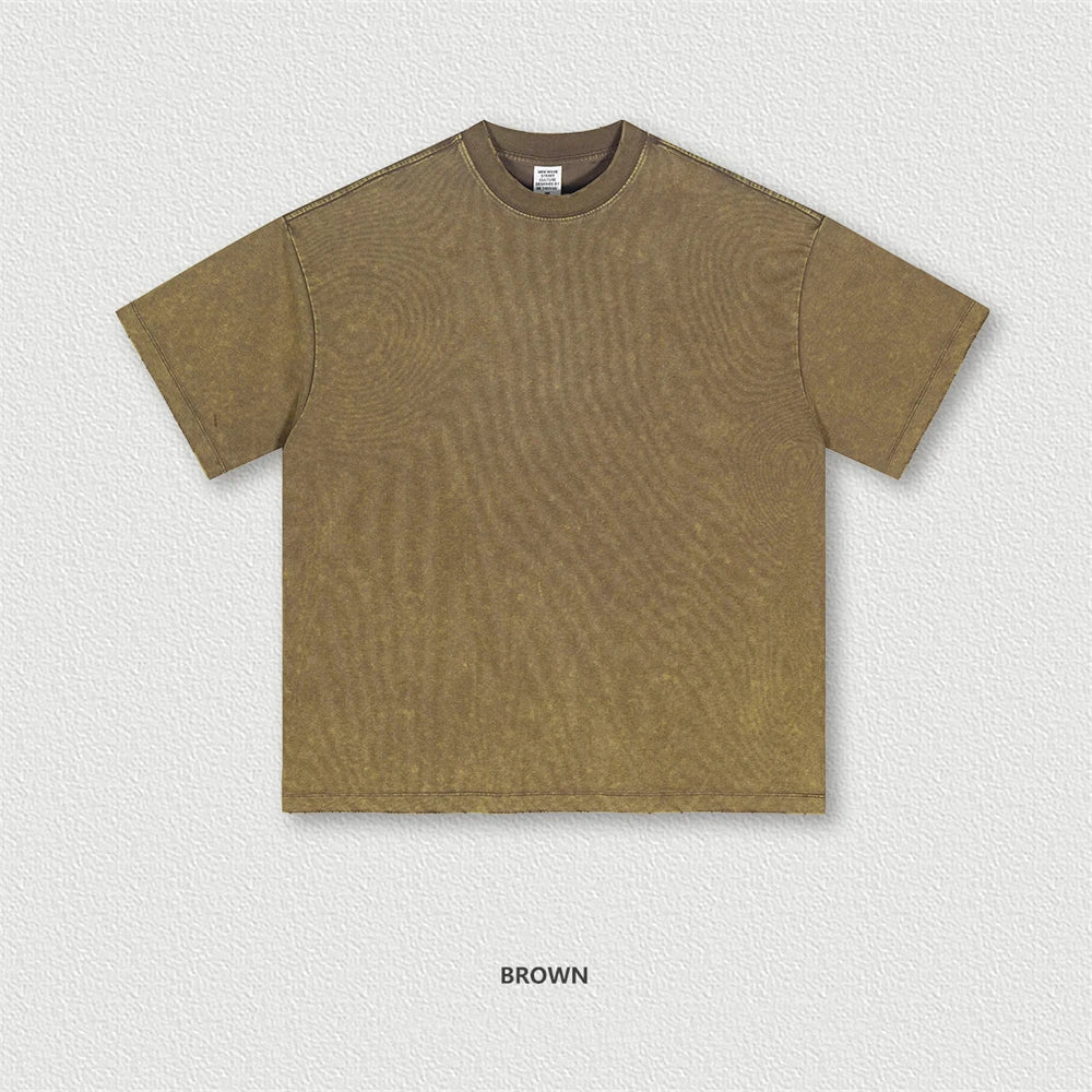 ZODF Vintage 2024 Summer Men Washed Solid 230gsm T-Shirts Unisex Ripped Breathable Quick Dry Cooling Feeling T Shirt Tees HY0801