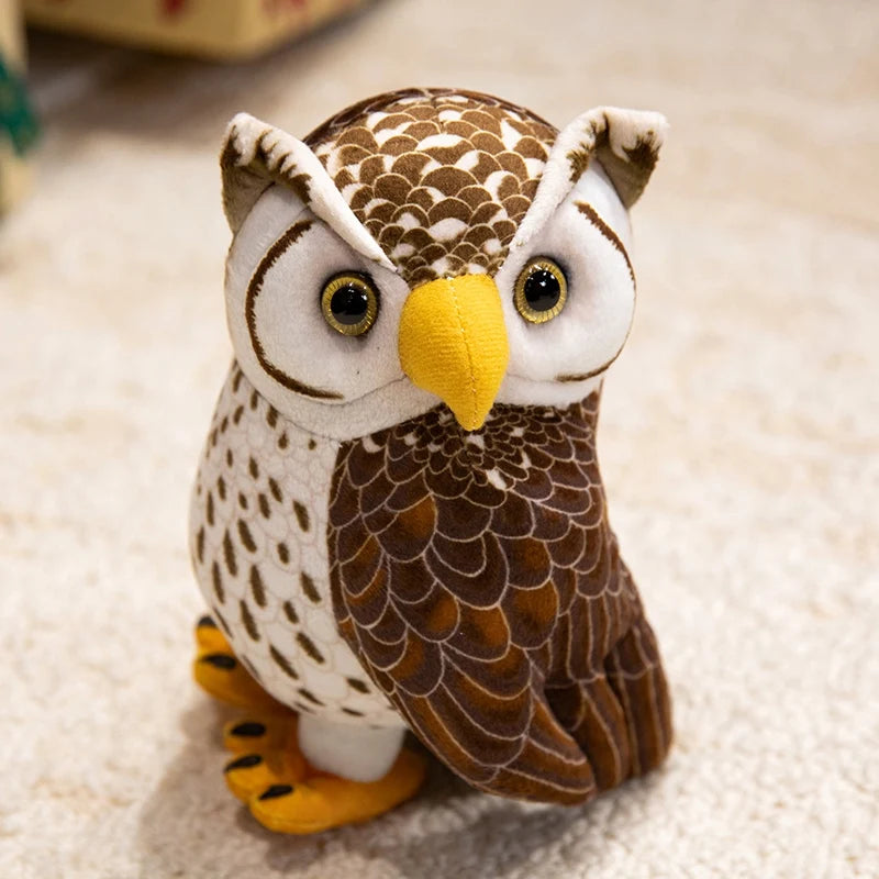 Simulation Owl Plush Toys Soft Stuffed Lifelike Owl Doll Pretty Desktop Pets Funny Children Performance Game Props Birthday Gift