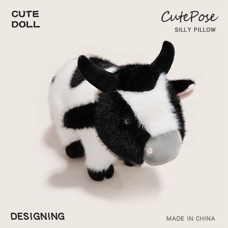 cow High Fidelity Anime Cute Plushie cattle Plush Toys Lifelike Animals Simulation Stuffed Doll Kawai Toy Gifts For Kids