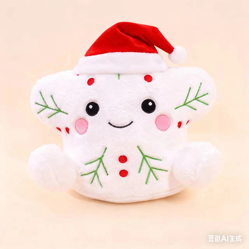 Big Festive Christmas Plush Pillow Cushion Adorable Snowman Gingerbread & Christmas Tree Design Soft Stuffed Plushies Home Decor