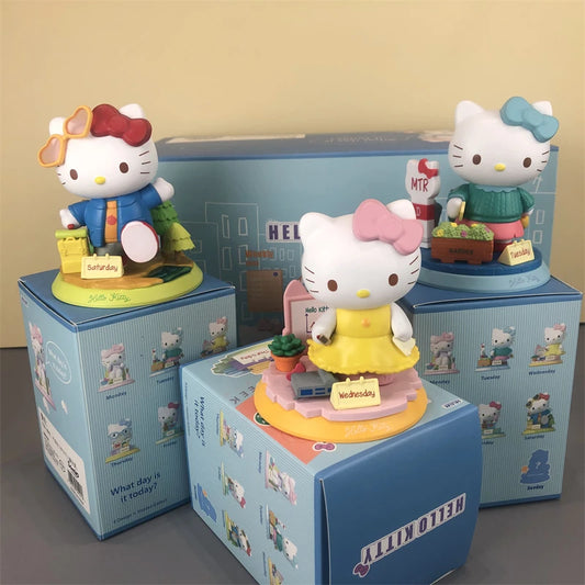 HelloKitty cartoon figurine Sunday worker cake food doll blind box Kt Cat desktop decoration room decoration mystery box gift