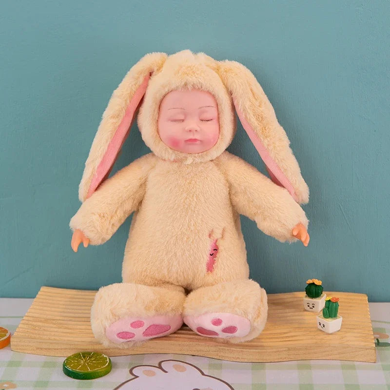 Lifelike Reborn Baby Dolls Soft Body Realistic Newborn Dolls Sleeping Girl Dolls Stuffed Toy Easter Stuffed Animal Bunny Rabbit