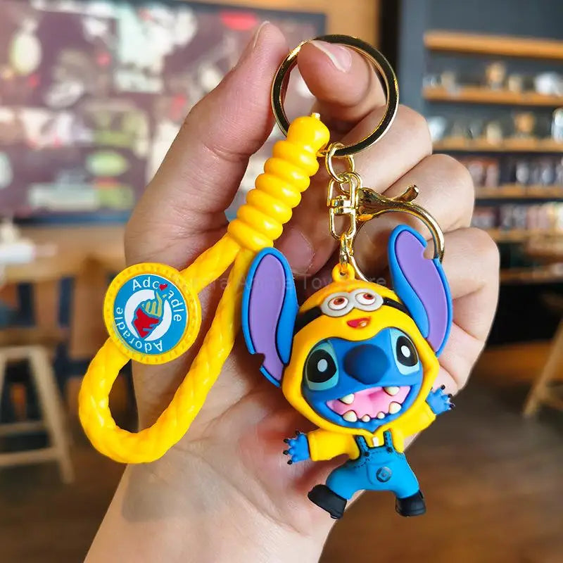 Anime Disney Keychain Cartoon The Lion King Mickey Mouse Minnie Lilo & Stitch Keyring Car Key Chain Pendant Kids Toys Gift