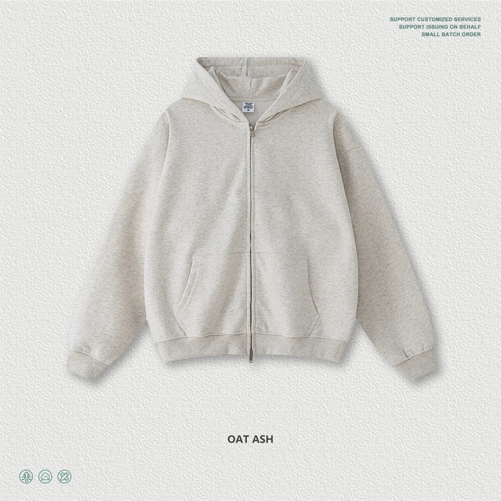 ZODF Trendy 2025 Heavy Weight 445gsm Zipper Hoodies For Man Unisex Casual Zip-up Hooded SweatShirts Coats HY1102