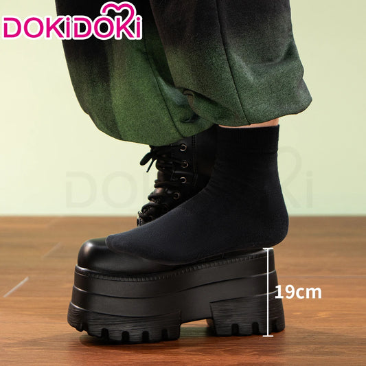 IN STOCK Men Women Cosplay Props 19cm Heightening Shoes DokiDoki Men Daily Black White 15cm Leather Shoes Halloween Cosplay