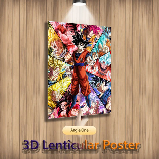 Anime 3D Lenticular Posters Flip Gradient Print Dragon Ball Goku Toys Bed Room Decor Birthday Gift Wall Art(Without Frame)