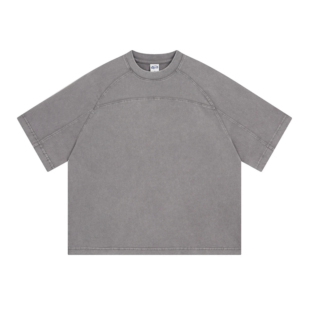 ZODF Retro 2025 Men’s Summer Batik Washed Cotton Raglan Sleeve Patchwork T-Shirt Unisex High Street Brand Tees HY1062
