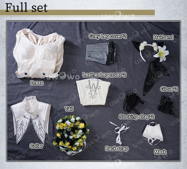 LAST BATCH UWOWO Game 2B Collab White Cosplay Costume Maid Dress Halloween Costume
