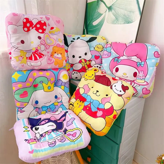 Sanrio Kuromi Plush Cushion Cute Anime Pochacco Cinnamoroll Hello Kitty My Melody Chair Non-slip Seat Cushion Xmas Gift For Girl